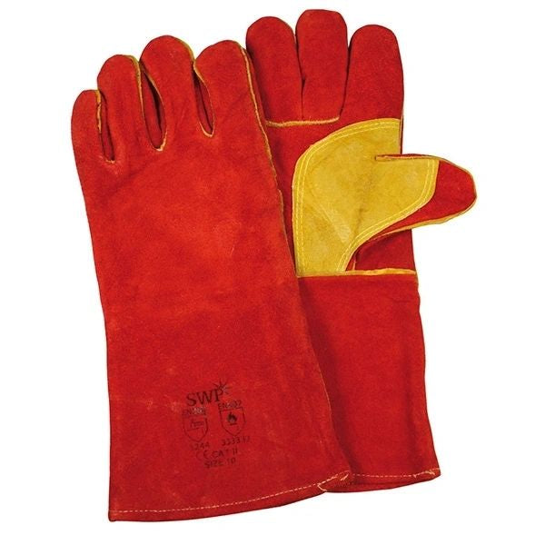 RED WELDERS GAUNTLET-KEVLAR STITCH REINFO