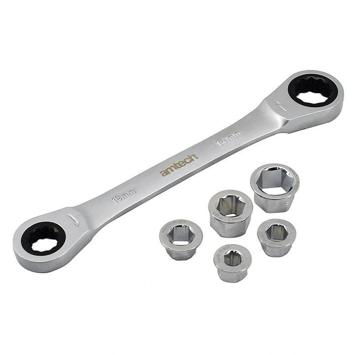 6 Piece metric go-through 72T CRV ratchet spanner set