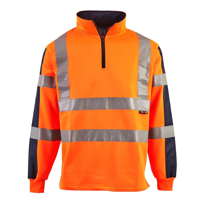 Hi Vis 2Tone Rugby Shirt-Orange/Navy