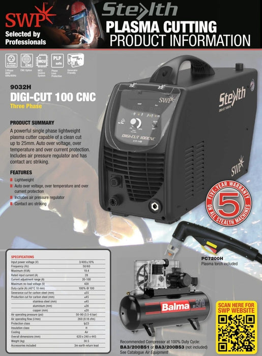 SWP Stealth 9032H Plasma Cutter Digi-Cut 100