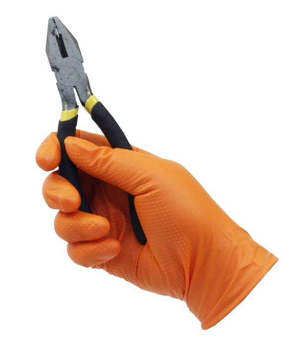 Professional Diamond Grip Nitrile Gloves - Orange