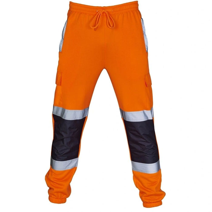 HI VIS 2 TONE JOGGING BOTTOMS ORANGE/NAVY