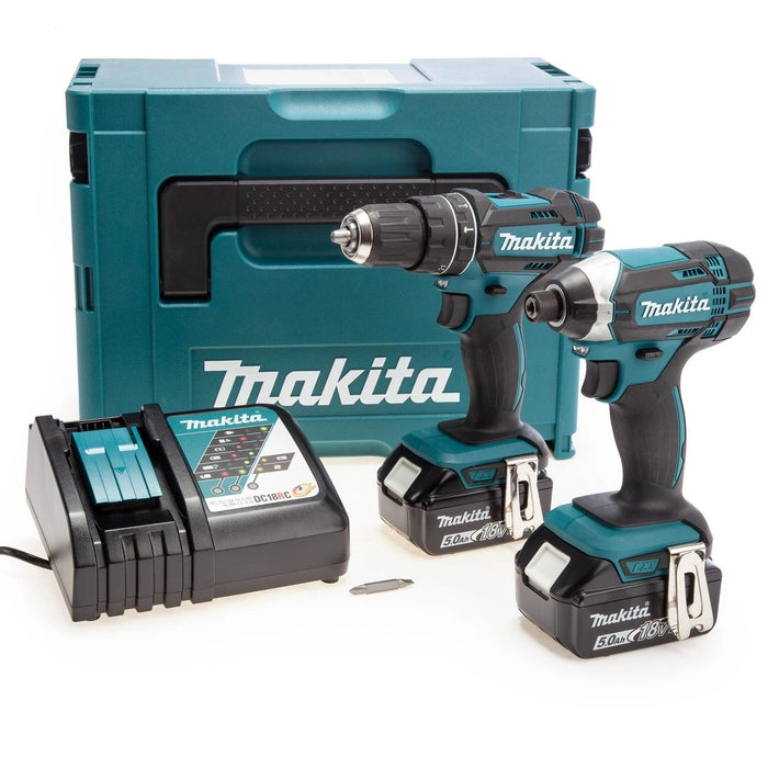 Makita DLX2131TJ 18V LXT DHP482 Combi Drill & DTD152 Impact Driver Twin Pack (2 x 5.0Ah Batteries)