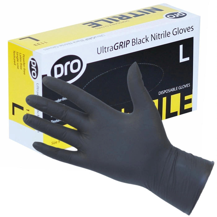 PRO UltraGRIP Black Nitrile Gloves