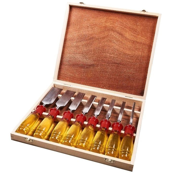 8 Piece split proof chisel set in wooden box