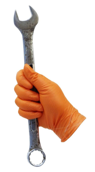 Professional Diamond Grip Nitrile Gloves - Orange