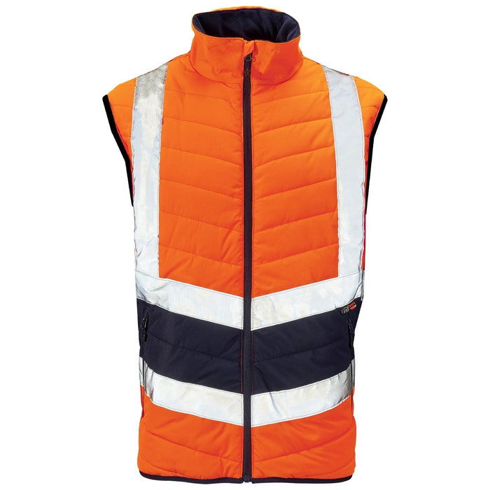 2 Tone HV Puffer Bodywarmer Orange/Navy