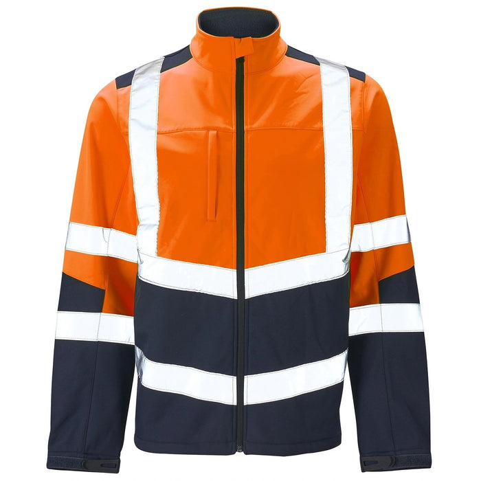 Hi Vis Two Tone Soft Shell Jacket - Orange/ Navy